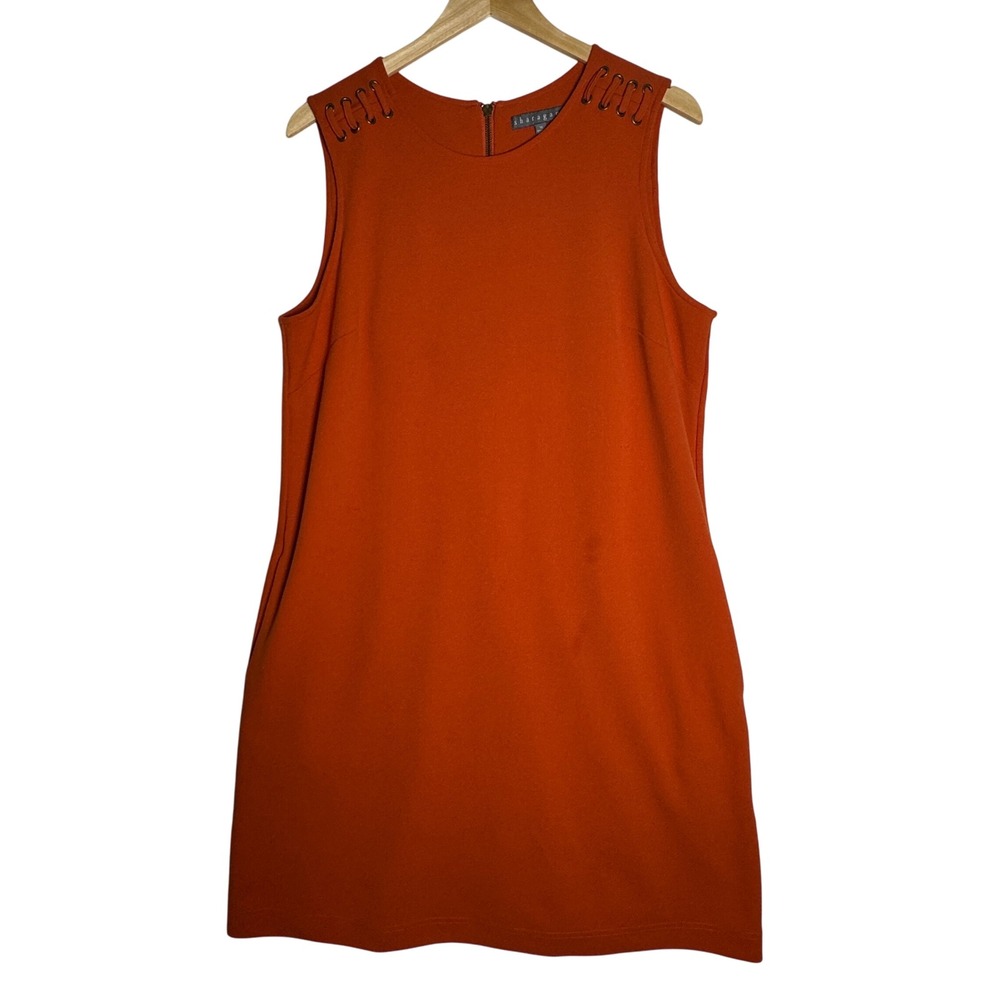 Sharagano Orange Sleeveless Sheath Dress Womens Size 14 Fall Work Thanksgiving